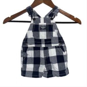 Kid's Oshkosh B'Gosh Navy Blue & White Plaid Overalls